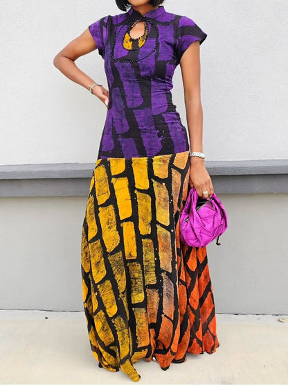 Print High Neck Maxi Dress