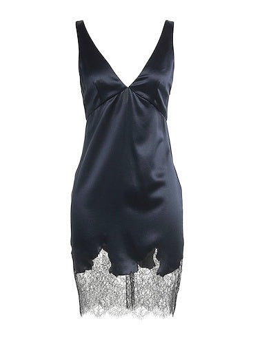 Lace-trimmed Satin Mini Dress