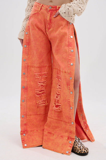 Above Average Distressed Side Snap Jeans