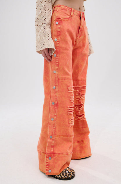 Above Average Distressed Side Snap Jeans