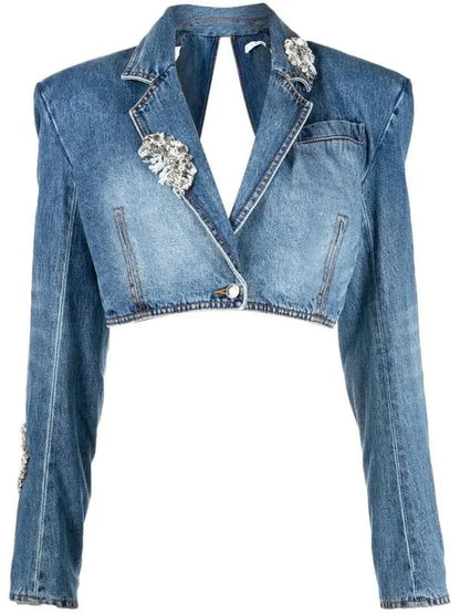 Crystal-embellished Denim Jacket
