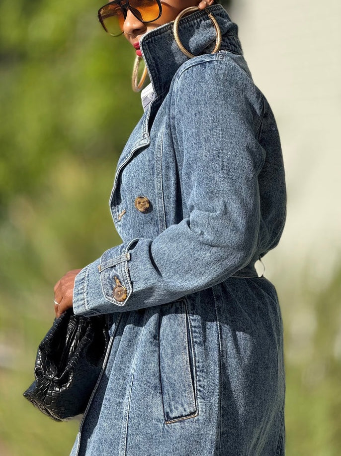 The Runway Double-Breast Denim Trench