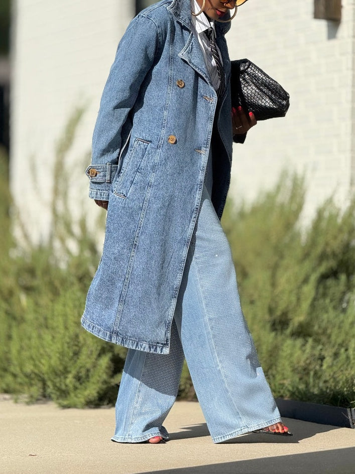 The Runway Double-Breast Denim Trench