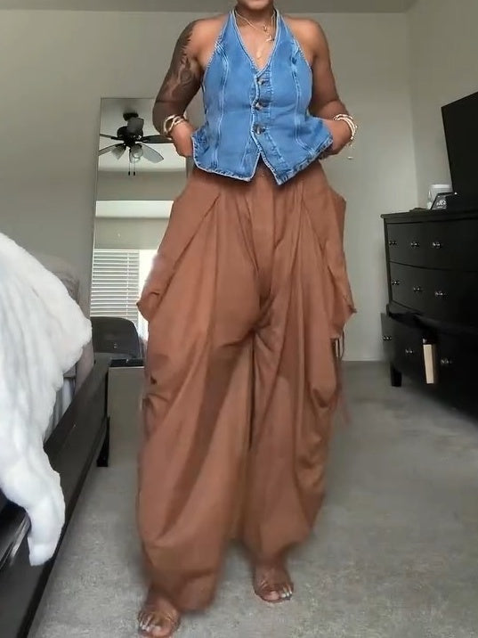 Cotton Comfortable Wide Leg Harem Pants