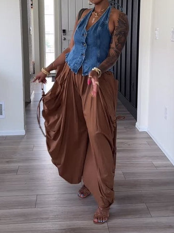 Cotton Comfortable Wide Leg Harem Pants