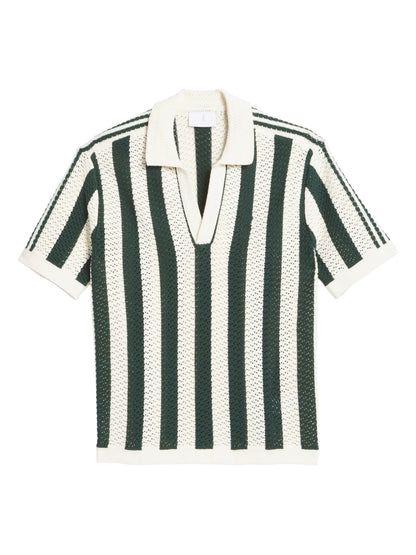 Stripe Johnny Collar Polo Sweater