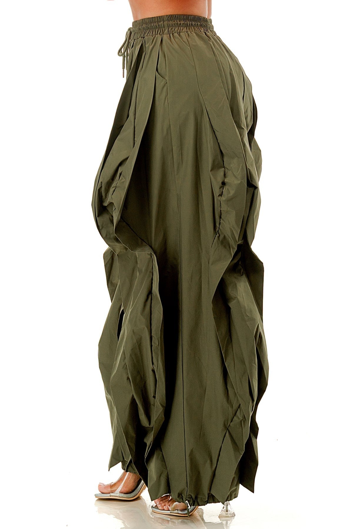 Olive Wavy Oversized Pants