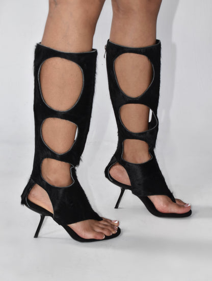 COWHIDE THONG BOOTS