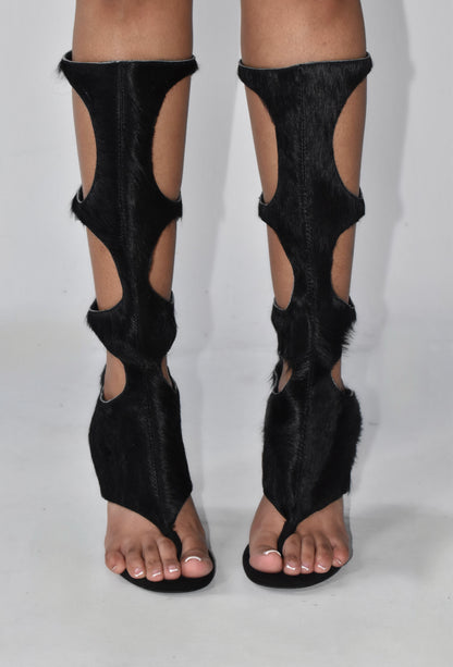 COWHIDE THONG BOOTS