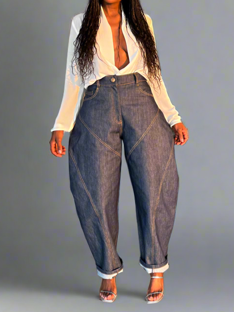 Denim Mid Rise Raw Hem Pocket Jeans