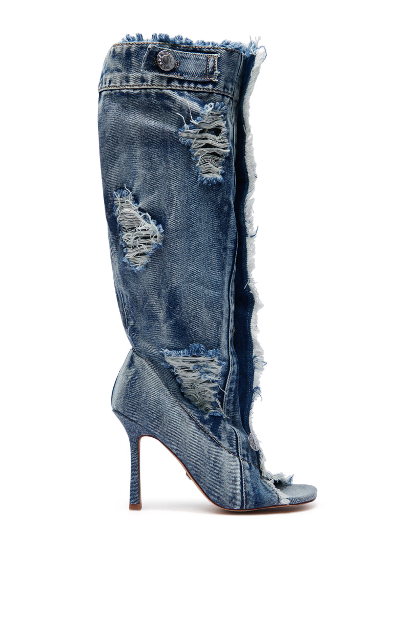 DENIM OPEN TOE BOOT