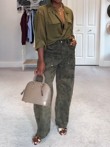 Women's Floral Print High Rise Barrel-Leg Pants