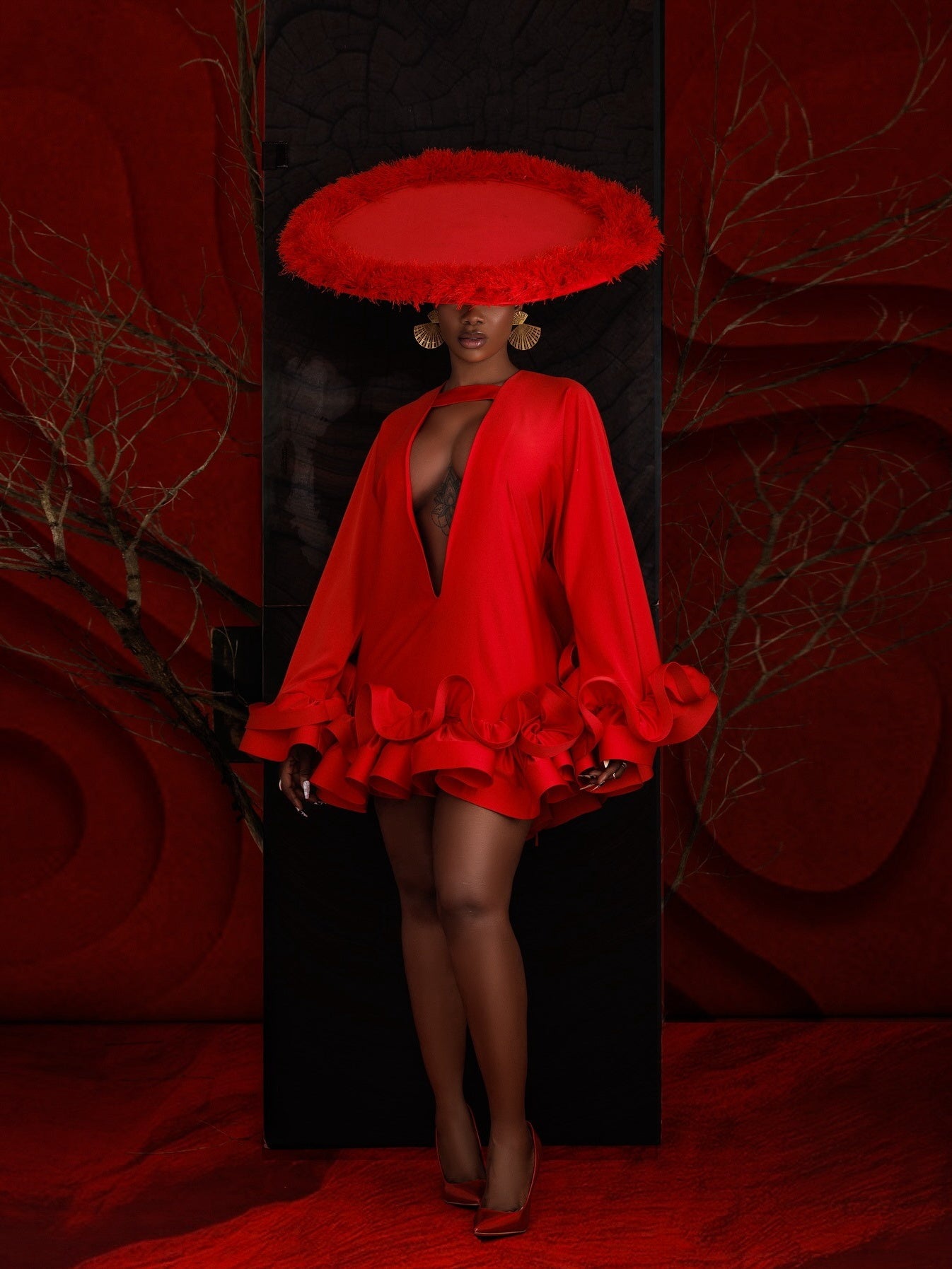 Elegant Ruffle Detail Party Dress