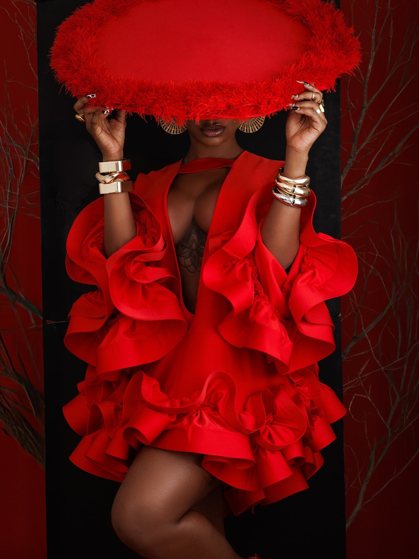 Elegant Ruffle Detail Party Dress
