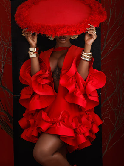 Elegant Ruffle Detail Party Dress