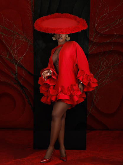 Elegant Ruffle Detail Party Dress