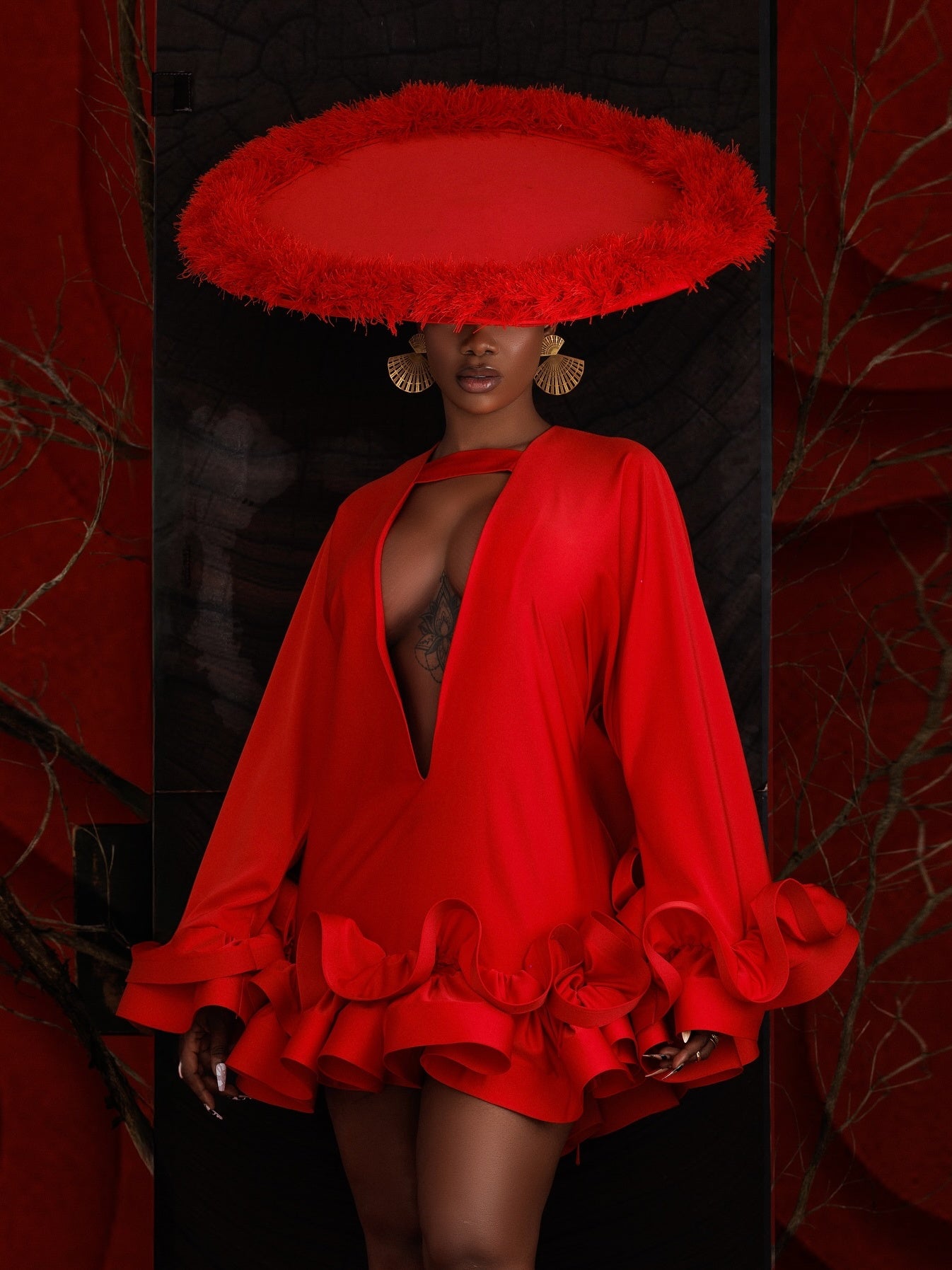 Elegant Ruffle Detail Party Dress