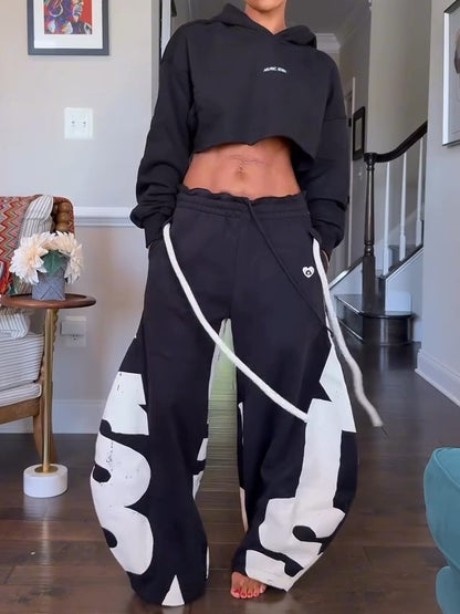 Fleece Lined Hoodies Two Pieces Set