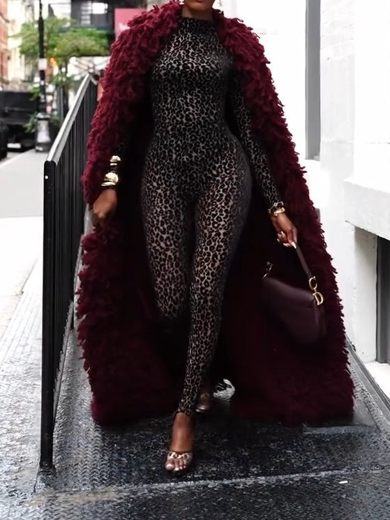 Flocked Leopard Jumpsuit
