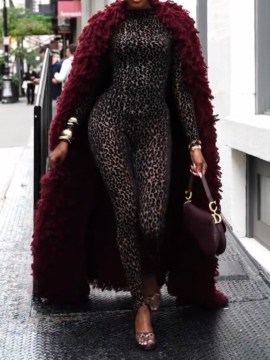 Flocked Leopard Jumpsuit