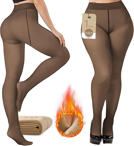 Fleece Lined Tights Sheer Women