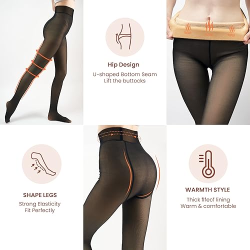 Fleece Lined Tights Sheer Women
