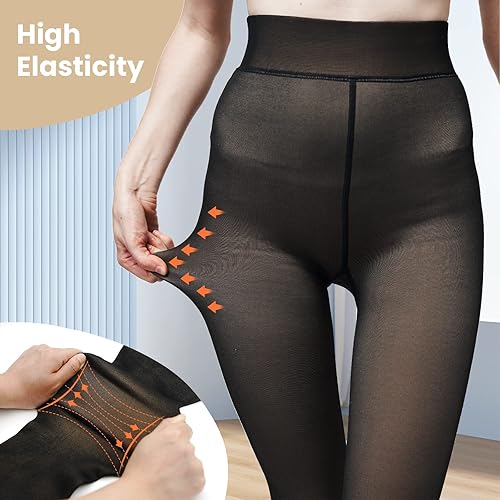 Fleece Lined Tights Sheer Women