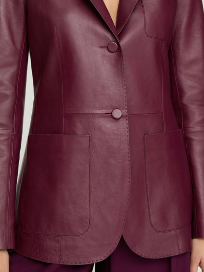 Nappa Leather Three Pocket Blazer + Tropical Wool Wyatt Wide Leg Pant