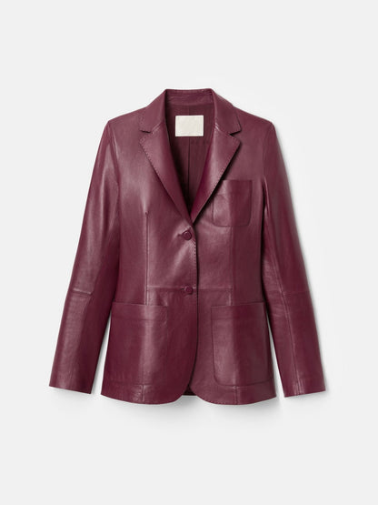 Nappa Leather Three Pocket Blazer + Tropical Wool Wyatt Wide Leg Pant