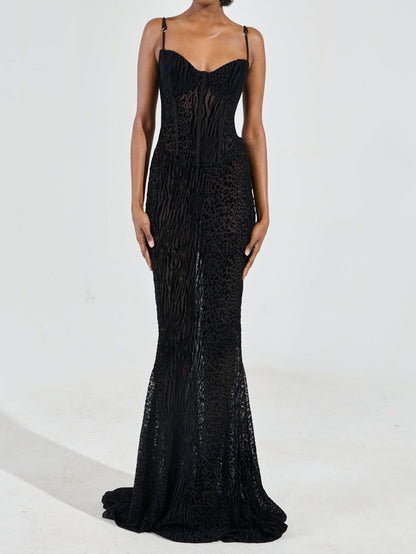 Printed Velvet Burnout Maxi Dress