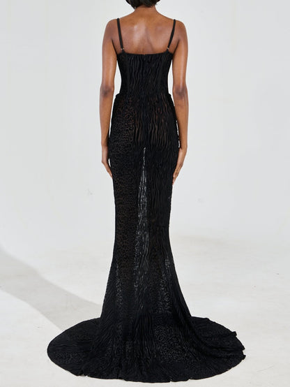 Printed Velvet Burnout Maxi Dress
