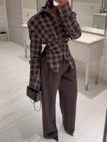 Cotton Shirt + Wide-leg Pants