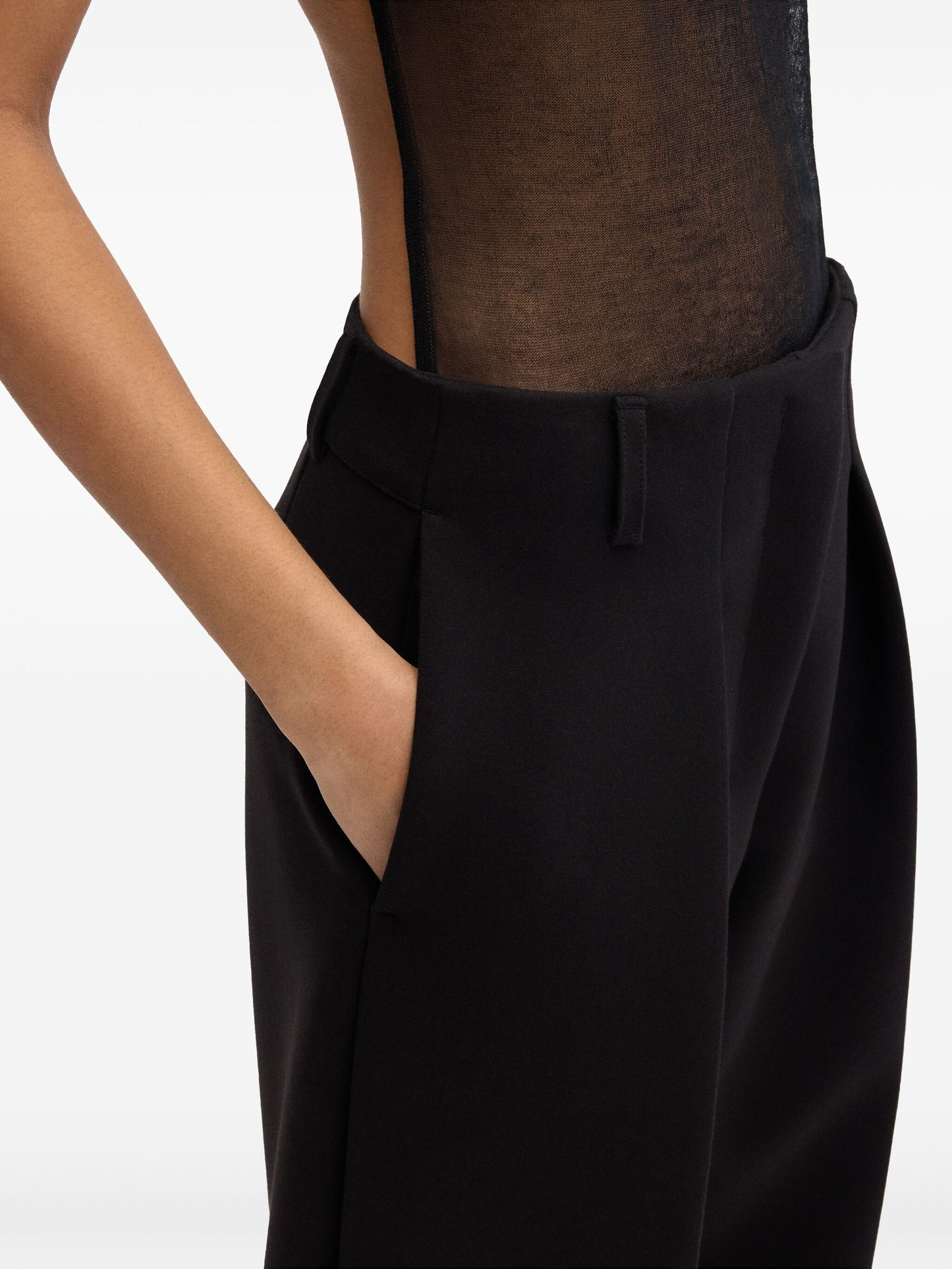 High-Waisted Viscose Trousers