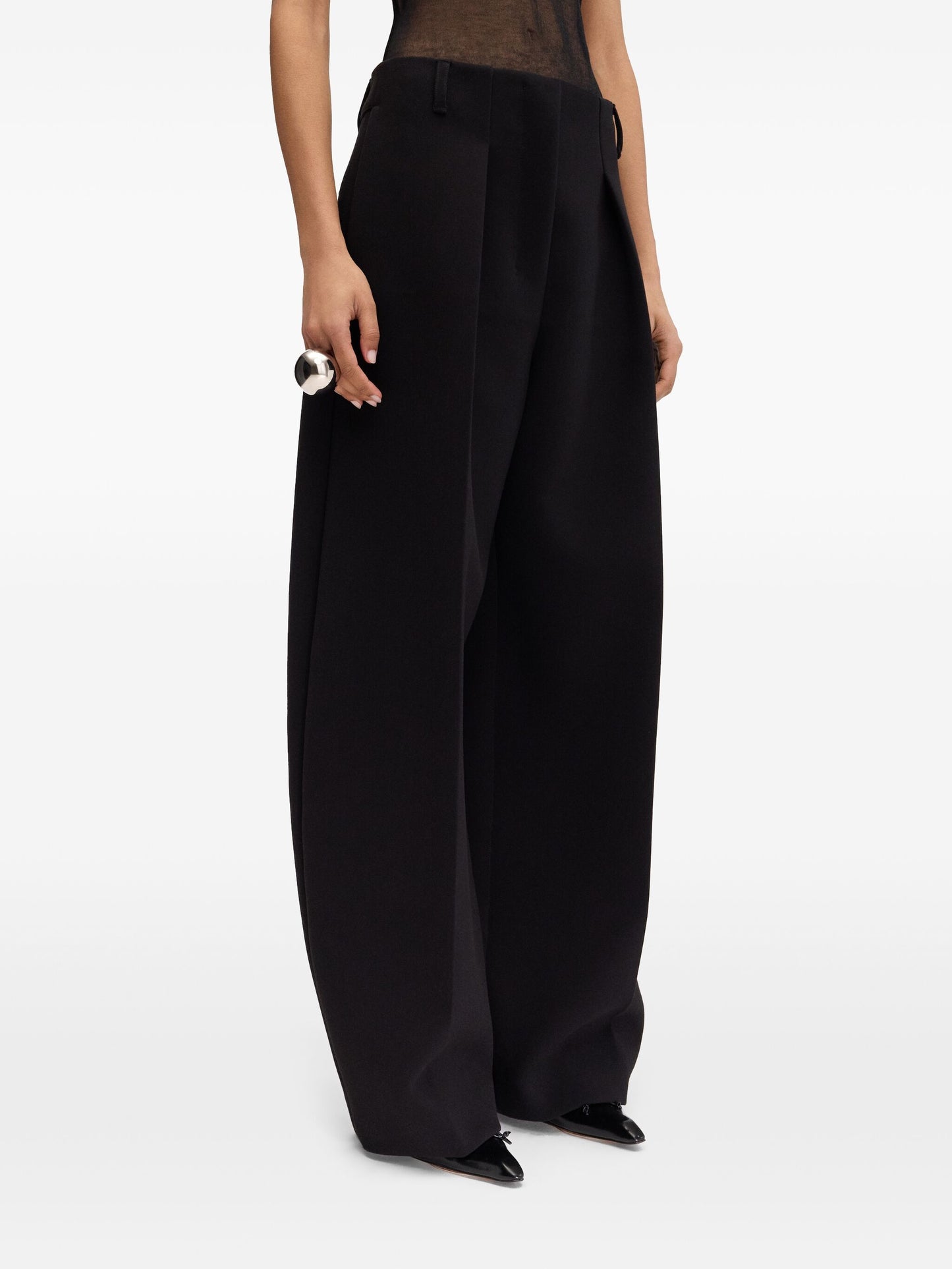 High-Waisted Viscose Trousers