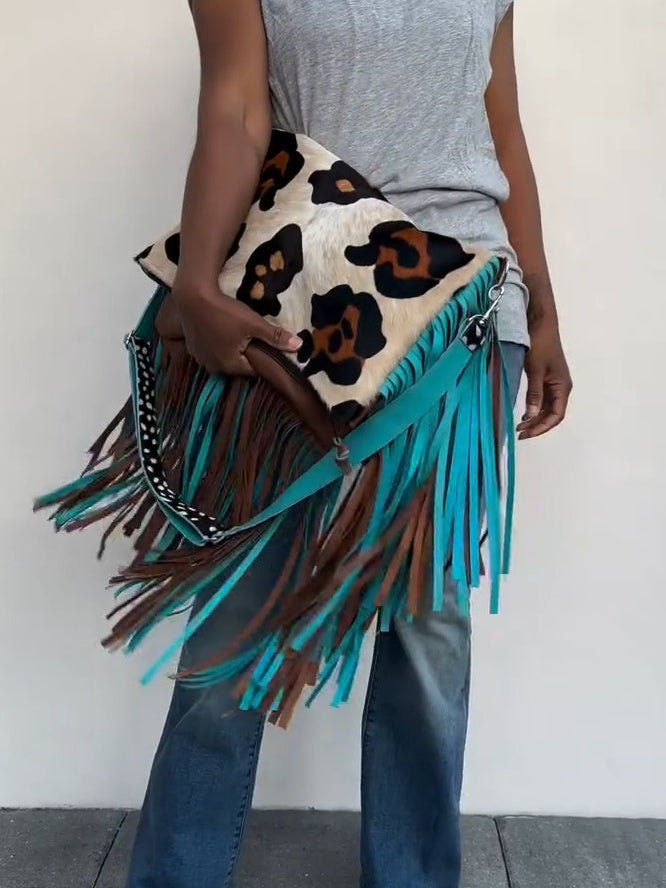 Large Fringe Crossbody Leather Bag