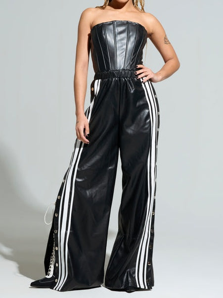 Black PU Jumpsuit