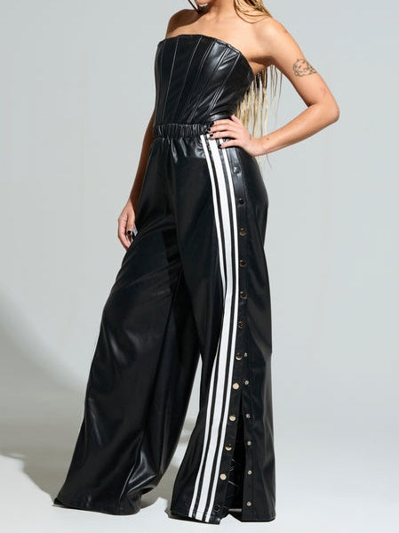 Black PU Jumpsuit