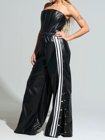 Black PU Jumpsuit
