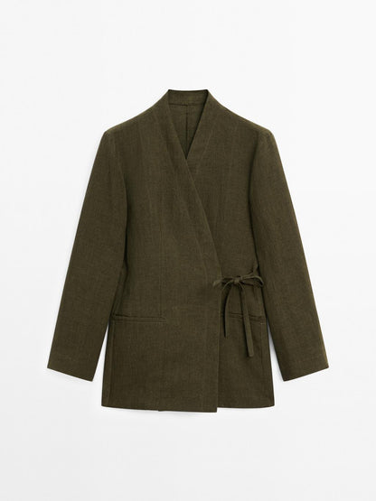 Belted Knit Cardigan Two Pieces Set
