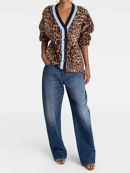 Leopard-Print Slouchy Cardigan