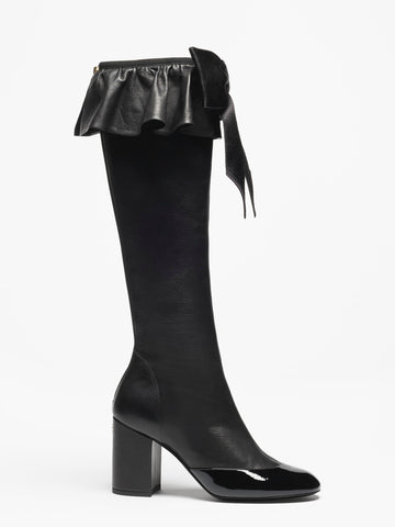 Stretch Lambskin Black High Boots