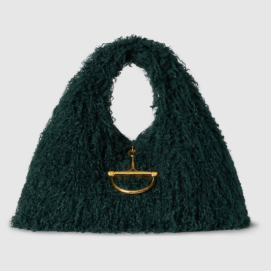 Fur And Hoop Detail Shoulder Bag