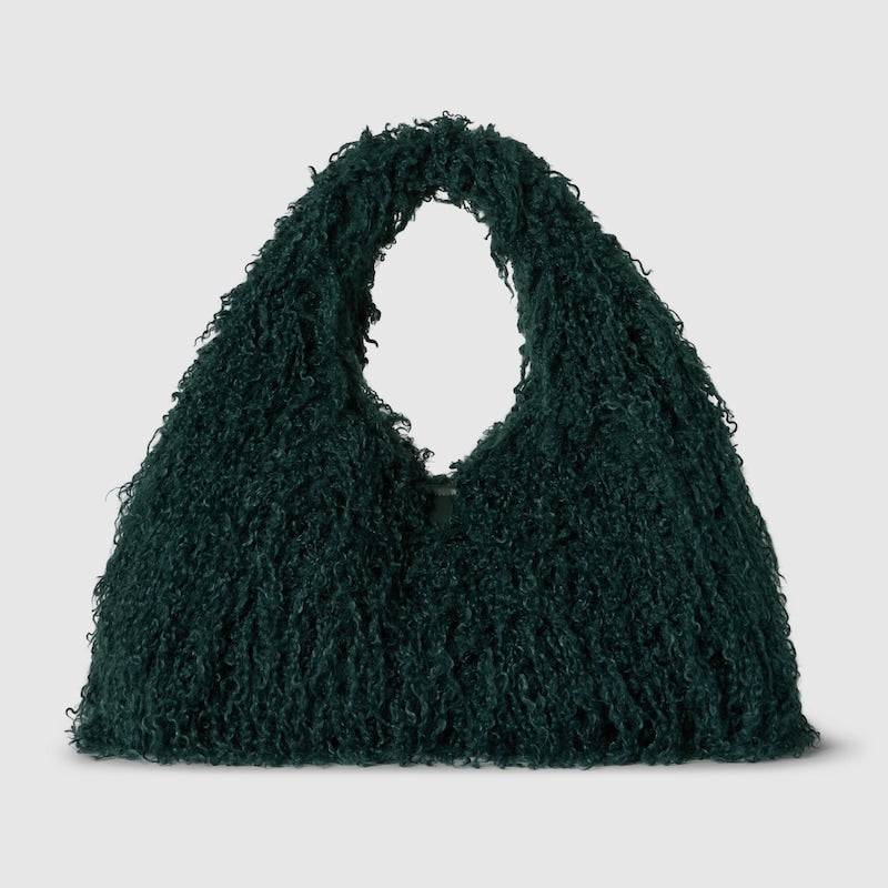 Fur And Hoop Detail Shoulder Bag