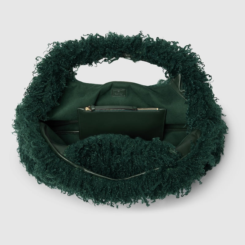 Fur And Hoop Detail Shoulder Bag