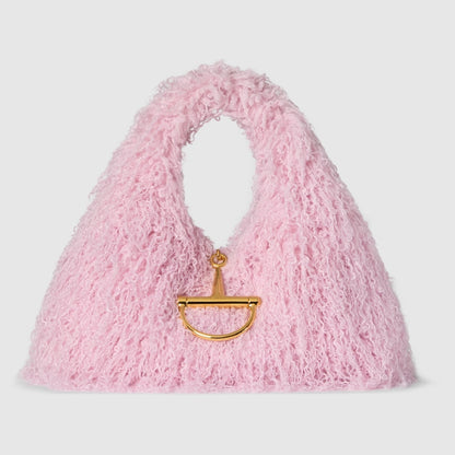 Fur And Hoop Detail Shoulder Bag