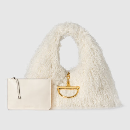 Fur And Hoop Detail Shoulder Bag