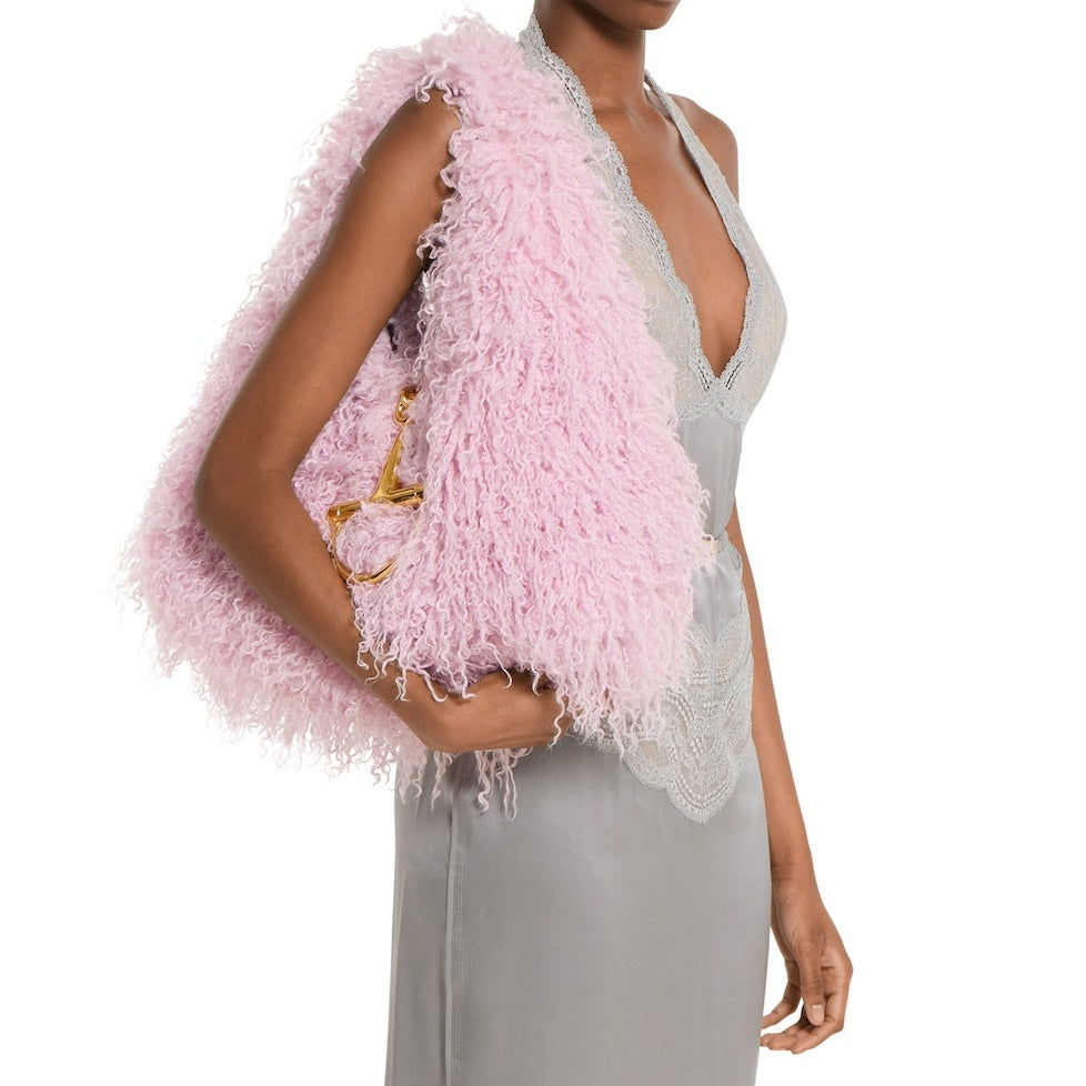 Fur And Hoop Detail Shoulder Bag