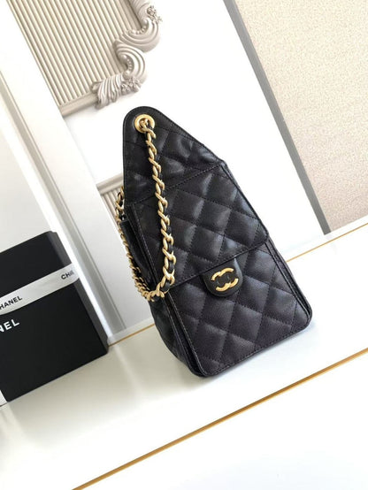 Grained Calfskin & Gold-Tone Metal Bag