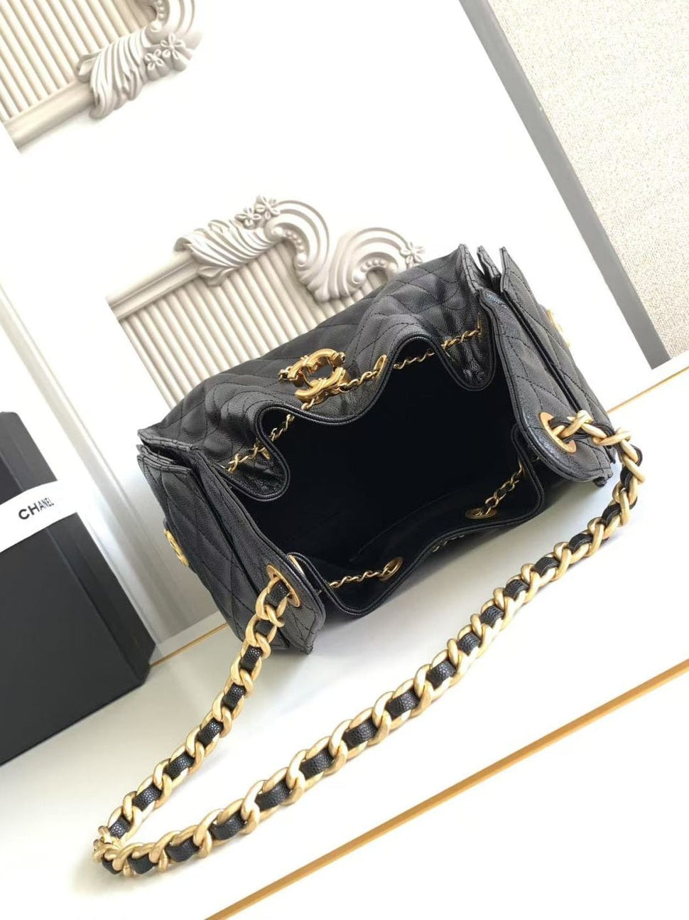 Grained Calfskin & Gold-Tone Metal Bag