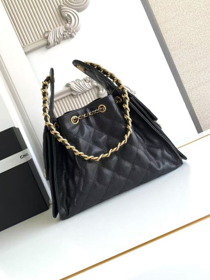 Grained Calfskin & Gold-Tone Metal Bag